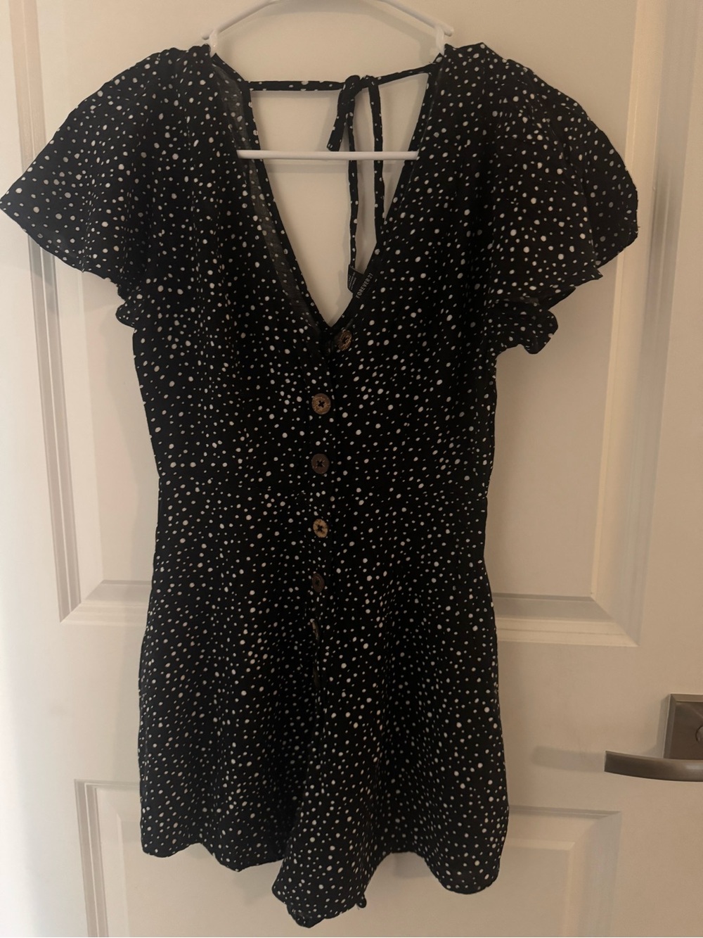 Forever 21 Black Polka Dot Button-Front Top